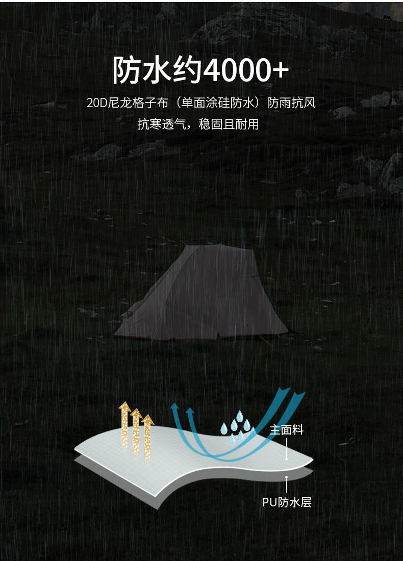 Cheap Goat Tents   Ultralight Tagar Two people Tent  20D Nylon Single Pole Outdoor Waterproof Camping Tent 1.3 KG Not Include Footprint Tents 